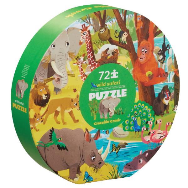 Puzzle: Safari - 72 Teile in einer runden Box von CROCODILE CREEK